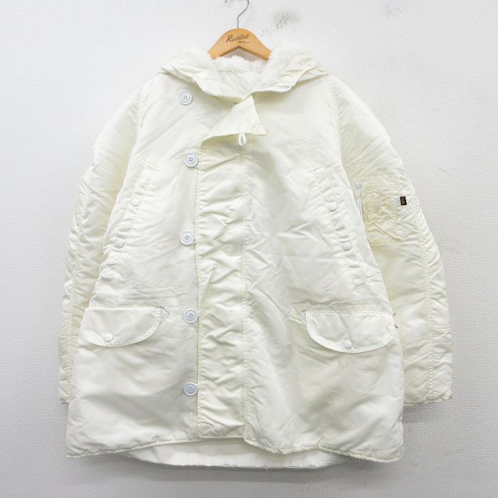 XL★古着 アルファ 長袖 ナイロン ジャケット パーカー メンズ 大きいサイズ ロング丈 USA製 白 ホワイト 【spe】 25feb20 中古 アウター