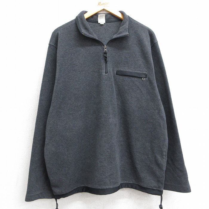 【50%OFF】XL★古着 オールドネイビー OLD NAVY 長袖 ハーフジップ フリース ジャケット メンズ ワンポイントロゴ 濃グレー 25feb21 中古 アウター