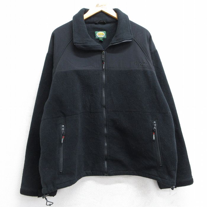 XL★古着 カベラス 長袖 フリース ジャケット メンズ 00年代 00s ワンポイントロゴ ポーラテック 大きいサイズ 黒 ブラック 25feb21 中古 アウター