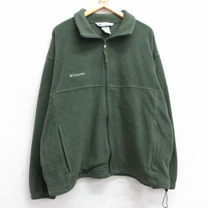 【50%OFF】XL★古着 コロンビア COLUMBIA 長袖 フリース ジャケット メンズ 00年代 00s ワンポイントロゴ 緑 グリーン 25feb21 中古 アウター