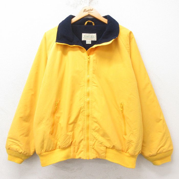XL★古着 セントジョンズベイ 長袖 ナイロン ジャケット メンズ 00年代 00s ラグラン 黄色 イエロー 内側フリース 25feb21 中古 アウター