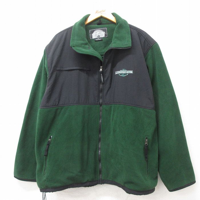 XL★古着 長袖 フリース ジャケット メンズ 大きいサイズ 緑 グリーン 25feb25 中古 アウター