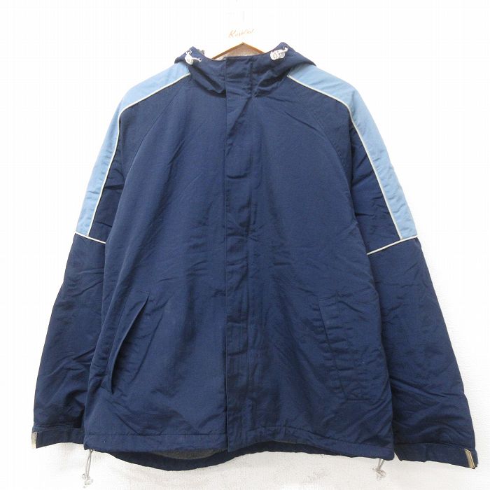 L★古着 オールドネイビー 長袖 ジャケット パーカー メンズ 00年代 00s ラグラン 紺 ネイビー 内側フリース 25feb25 中古 アウター