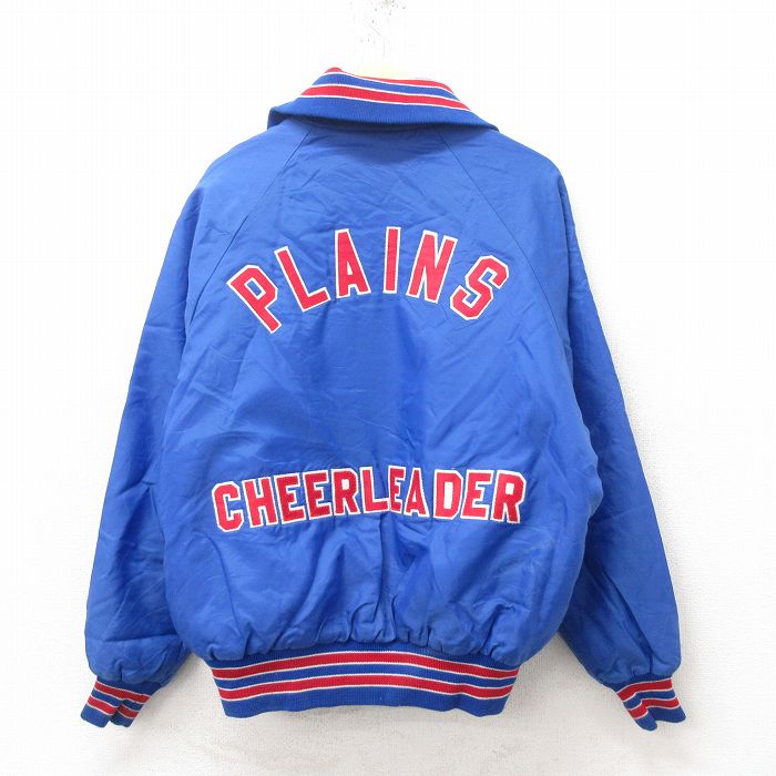 XL★古着 長袖 ナイロン ジャケット メンズ 90年代 90s PLAINS ラグラン USA製 青 ブルー 内側キルティング 25feb25 中古 アウター