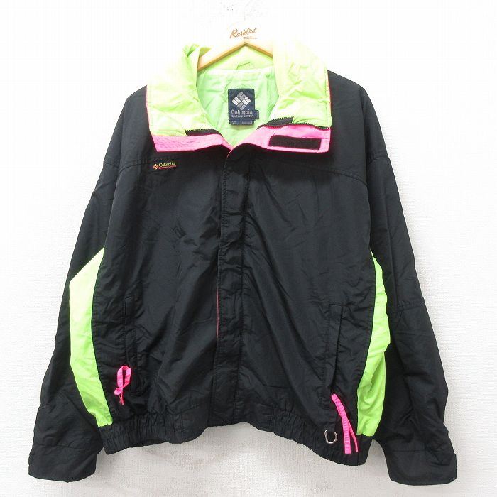 XL★古着 コロンビア COLUMBIA 長袖 ナイロン ジャケット メンズ 90年代 90s Bugaboo 大きいサイズ 黒 ブラック 【spe】 25feb25 中古 アウター