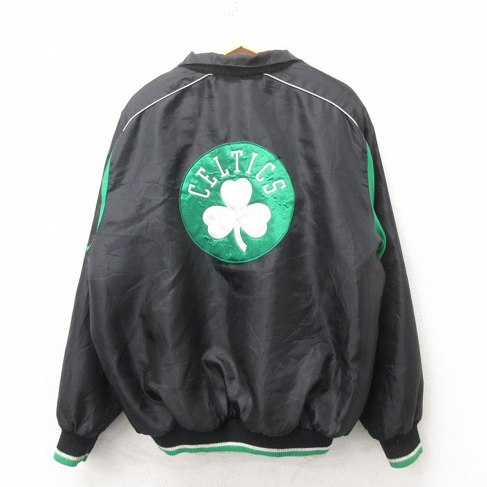 XL★古着 長袖 ジャケット メンズ NBA ボストンセルティックス 大きいサイズ ツートンカラー 黒 ブラック 内側キルティング バスケットボール 25feb25 中古 アウター