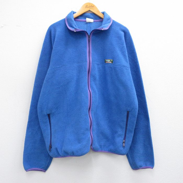 L★古着 エルエルビーン LLBEAN 長袖 フリース ジャケット メンズ 90年代 90s ワンポイントロゴ USA製 薄紺他 ネイビー 25feb27 中古 アウター
