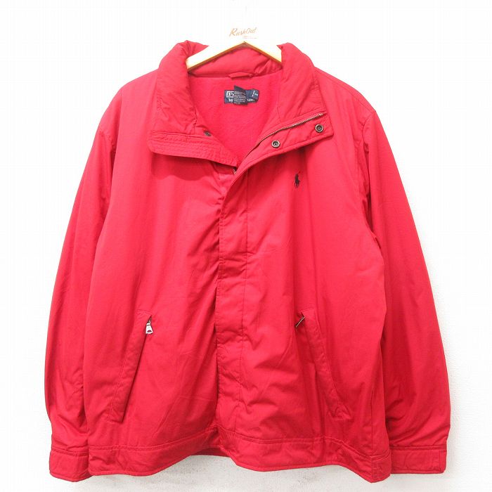L★古着 ラルフローレン Ralph Lauren 長袖 ブランド ジャケット メンズ 90年代 90s 赤 レッド 内側フリース 25mar10 中古 アウター