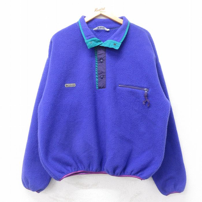 XL★古着 コロンビア COLUMBIA 長袖 フリース ジャケット スナップT メンズ USA製 青他 ブルー 25sep03 中古 アウター