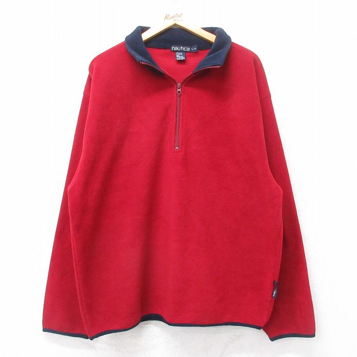 L★古着 ノーティカ NAUTICA 長袖 ブランド ハーフジップ フリース ジャケット メンズ 90年代 90s USA製 赤他 レッド 25sep03 中古 アウター