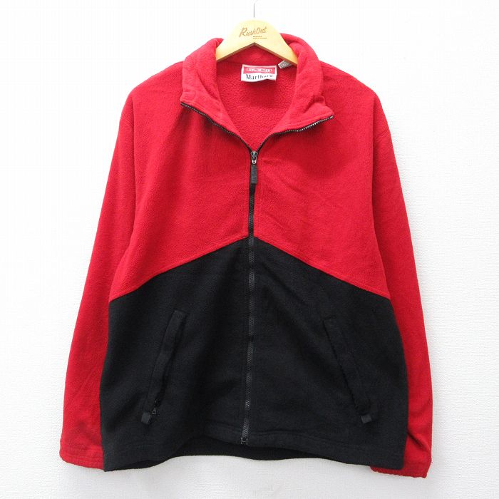 M★古着 マルボロ 長袖 フリース ジャケット メンズ 90年代 90s ツートンカラー 赤他 レッド 25sep04 中古 アウター