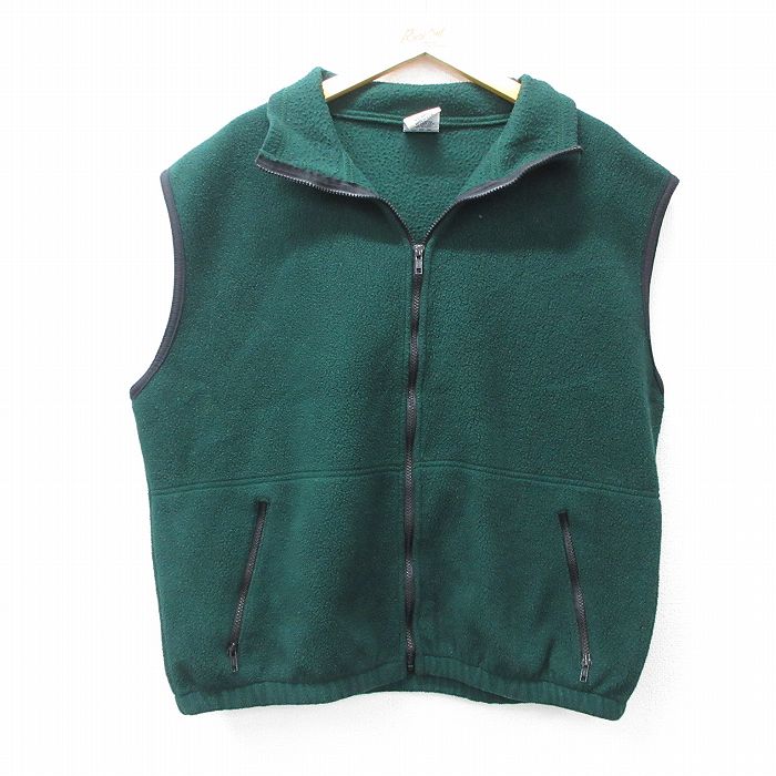 【20%OFF】XL★古着 フリース ベスト メンズ 90年代 90s USA製 緑 グリーン 25sep04 中古 アウター