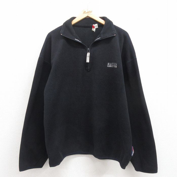 XL★古着 ノーティカ NAUTICA 長袖 ブランド ハーフジップ フリース ジャケット メンズ 90年代 90s ワンポイントロゴ コンペティション USA製 黒 ブラック 25sep04 中古 アウター