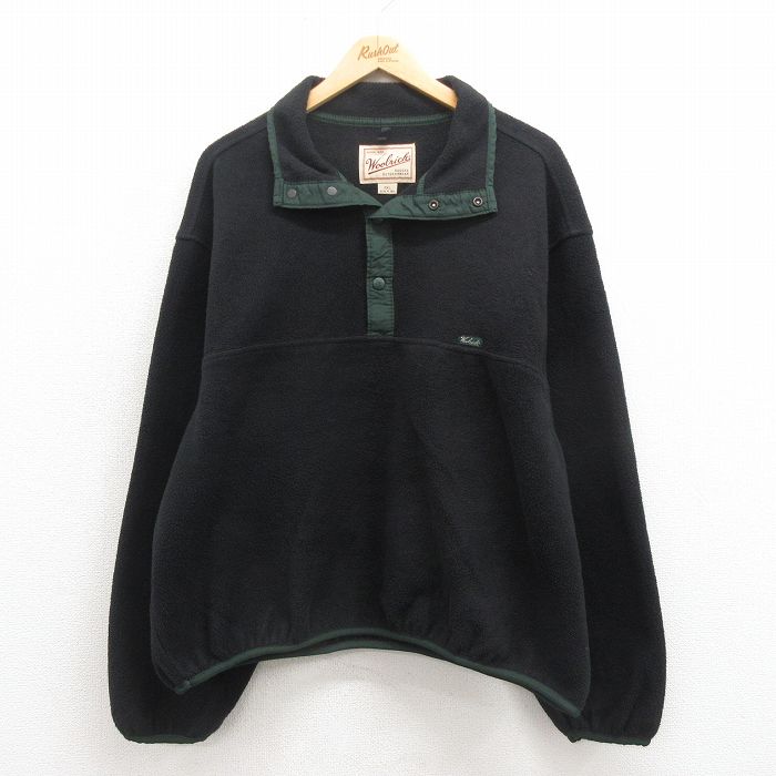 XL★古着 ウールリッチ WOOLRICH 長袖 フリース ジャケット メンズ 90年代 90s スナップT USA製 黒 ブラック 25sep04 中古 アウター