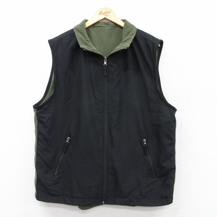 XL★古着 ギャップ GAP フリース ベスト メンズ 00年代 00s リバーシブル 黒 ブラック 25sep13 中古 アウター