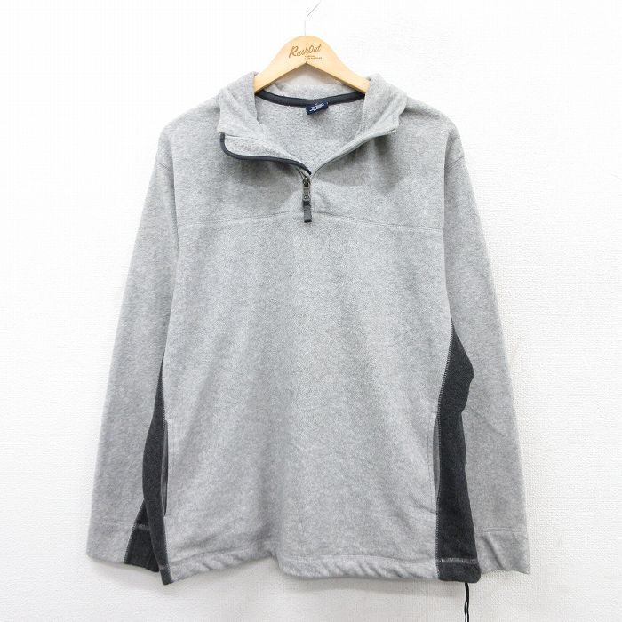 XL★古着 ギャップ GAP 長袖 ハーフジップ フリース ジャケット メンズ 00年代 00s 薄グレー 霜降り 25sep13 中古 アウター