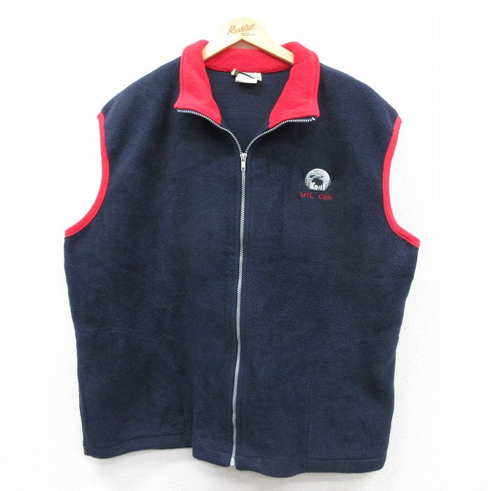 XL★古着 フリース ベスト メンズ 90年代 90s シカ カナダ製 紺 ネイビー 25sep13 中古 アウター