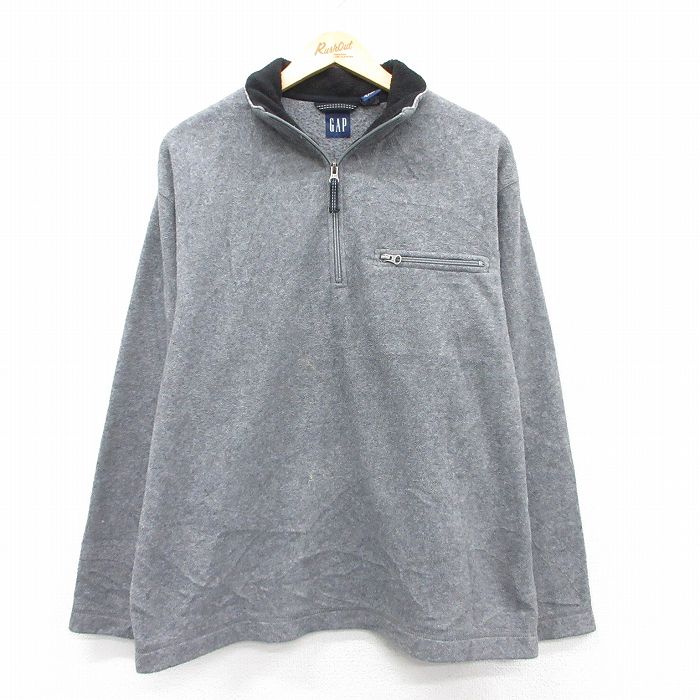 L★古着 ギャップ GAP 長袖 ハーフジップ フリース ジャケット メンズ 00年代 00s グレー 霜降り 25sep13 中古 アウター