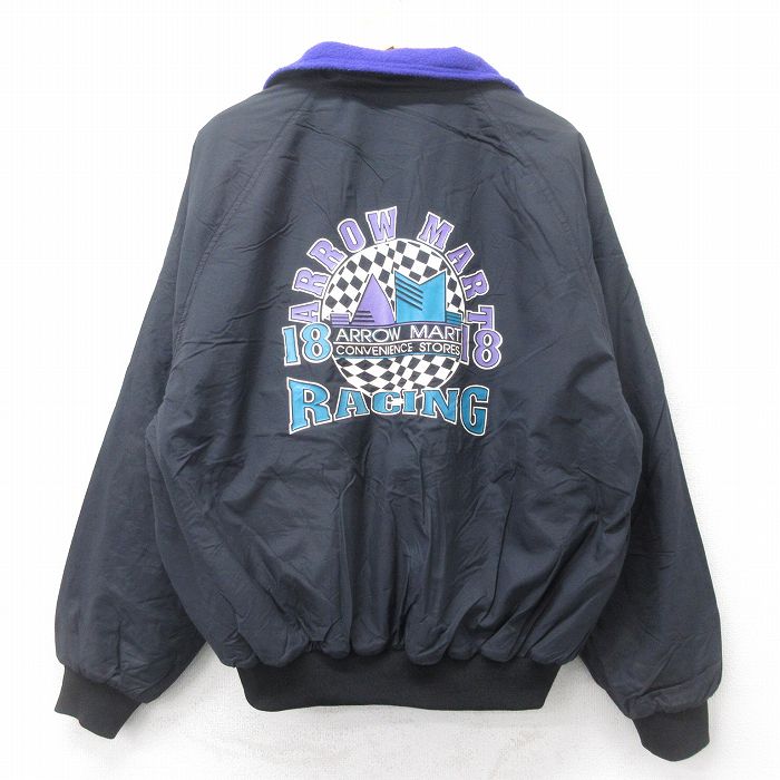 XL★古着 ホロウェイ 長袖 フリース ジャケット メンズ 90年代 90s レーシング ラグラン USA製 黒他 ブラック 内側フリース 25sep17 中古 アウター
