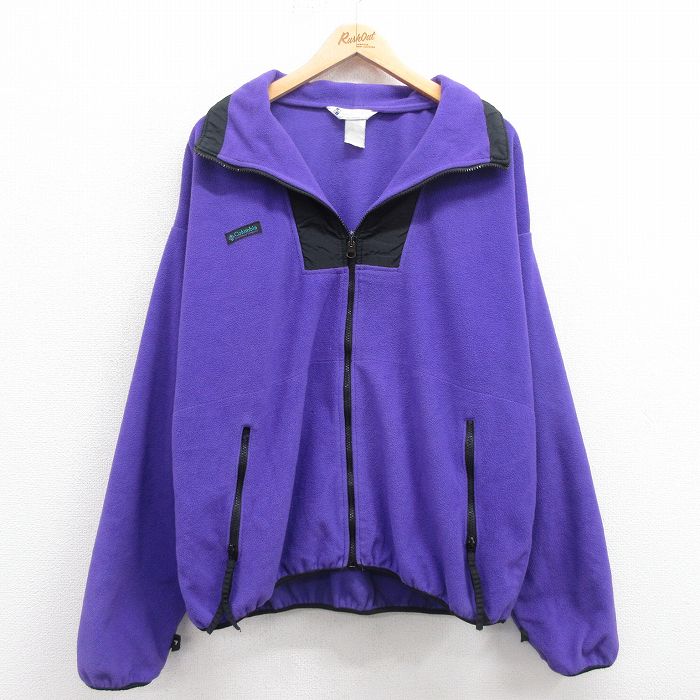 XL★古着 コロンビア COLUMBIA 長袖 フリース ジャケット メンズ 90年代 90s 紫 パープル 25sep24 中古 アウター