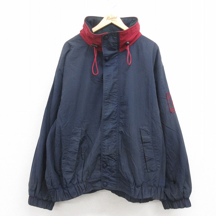 トミーヒルフィガー 90s ナイロンジャケット 内側フリース ネイビー XL | 古着