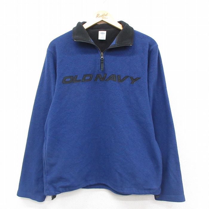 【50%OFF】オールドネイビー 00s ハーフジップフリースジャケット ビッグロゴ ネイビー M | 古着
