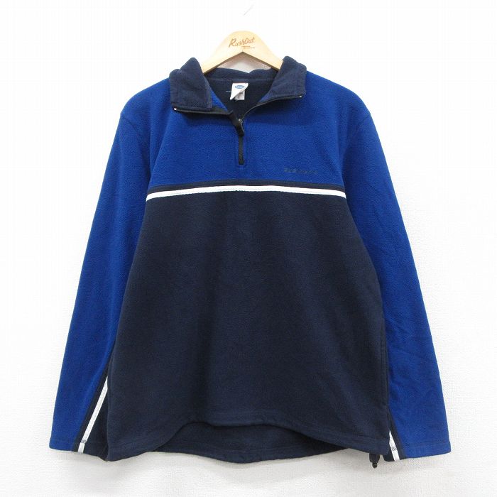 オールドネイビー 00s ハーフジップフリースジャケット ワンポイントロゴ ネイビー M | 古着