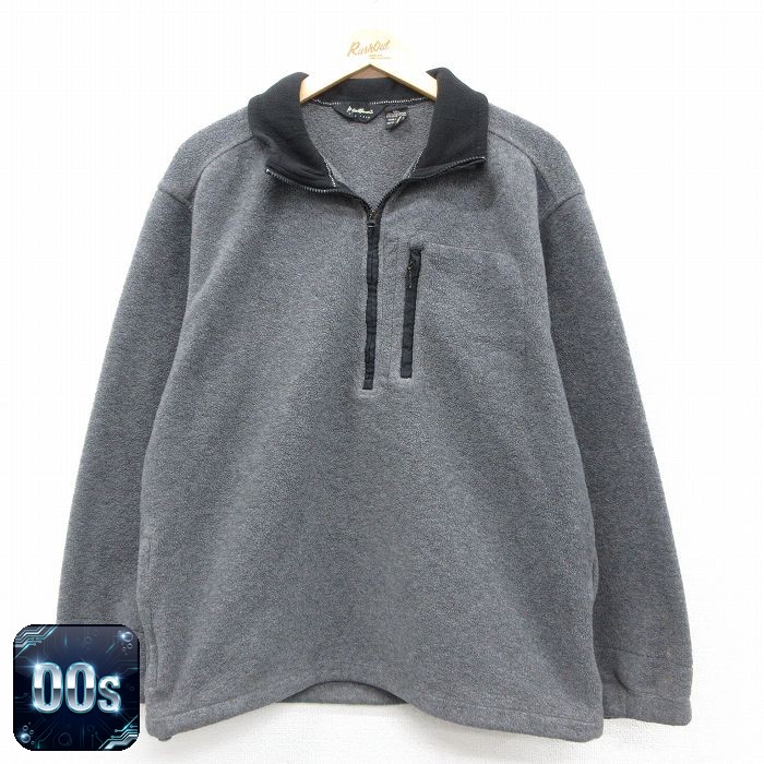 【50%OFF】エディーバウアー 00s ハーフジップフリースジャケット 霜降り グレー M | 古着