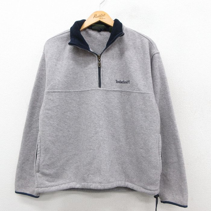 M★古着 ティンバーランド 長袖 ハーフジップ フリース ジャケット メンズ 00年代 00s ワンポイントロゴ グレー 【spe】 25sep25 中古 アウター