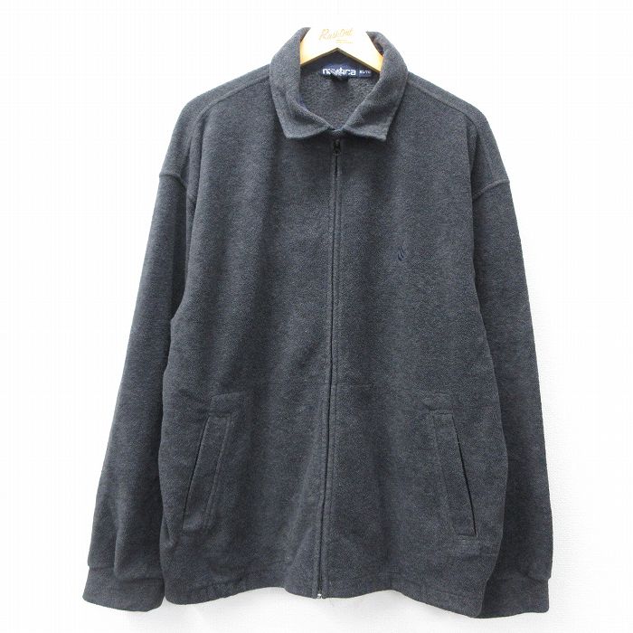 XL★古着 ノーティカ NAUTICA 長袖 ブランド フリース ジャケット メンズ 90年代 90s ワンポイントロゴ USA製 濃グレー 【spe】 25sep26 中古 アウター