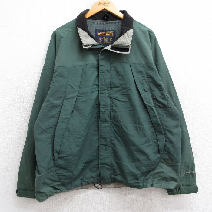 XL★古着 ウールリッチ WOOLRICH 長袖 ナイロン マウンテン ジャケット メンズ 襟フリース 緑 グリーン 内側メッシュ 25sep26 中古 アウター