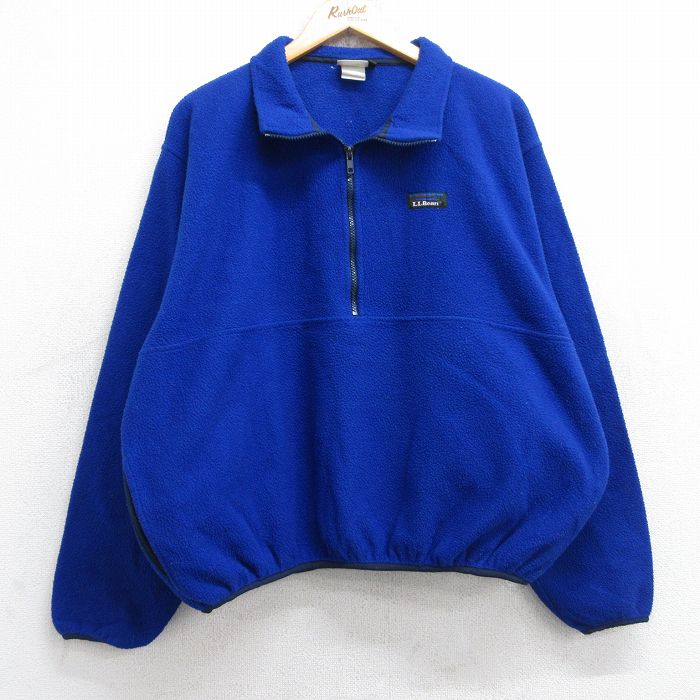 XL★古着 エルエルビーン LLBEAN 長袖 ハーフジップ フリース ジャケット メンズ 80年代 80s 青 ブルー 25sep26 中古 アウター