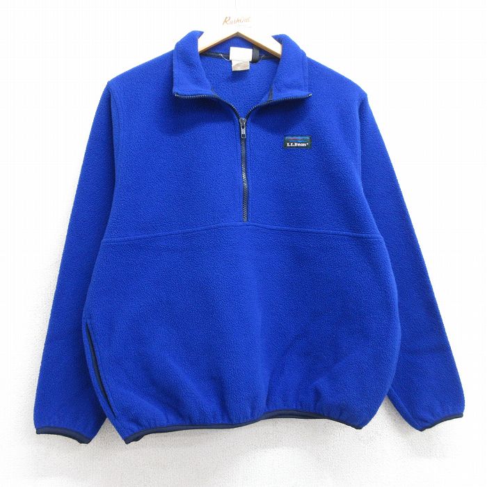 L★古着 エルエルビーン LLBEAN 長袖 ハーフジップ フリース ジャケット メンズ 80年代 80s 青 ブルー 25sep26 中古 アウター