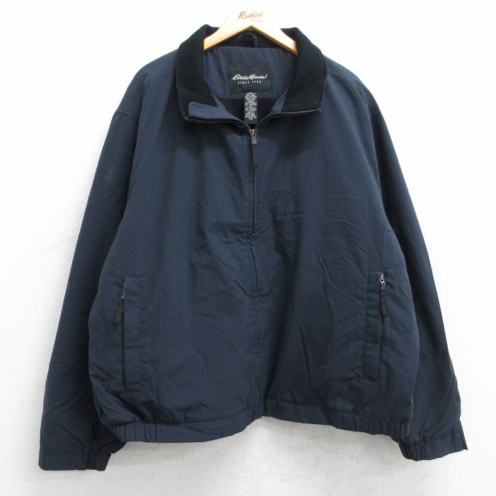 XL★古着 エディーバウアー 長袖 ナイロン ジャケット メンズ 00年代 00s 大きいサイズ 黒 ブラック 内側フリース 25sep26 中古 アウター