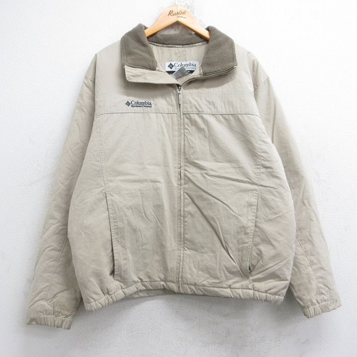 XL★古着 コロンビア COLUMBIA 長袖 ジャケット メンズ 00年代 00s ワンポイントロゴ ベージュ カーキ 内側フリース 25sep27 中古 アウター