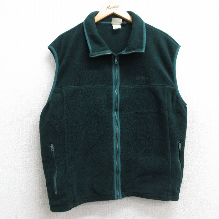 M★古着 エルエルビーン LLBEAN フリース ベスト メンズ 80年代 80s ワンポイントロゴ 緑 グリーン 25sep27 中古 アウター