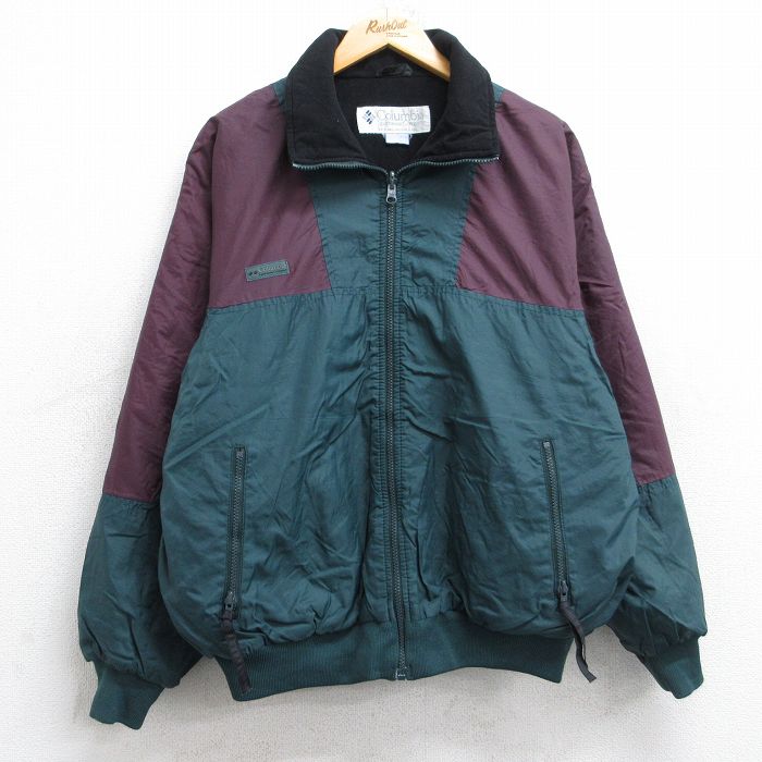 L★古着 コロンビア COLUMBIA 長袖 ジャケット メンズ 90年代 90s ワンポイントロゴ 緑他 グリーン 内側フリース 【spe】 25sep27 中古 アウター