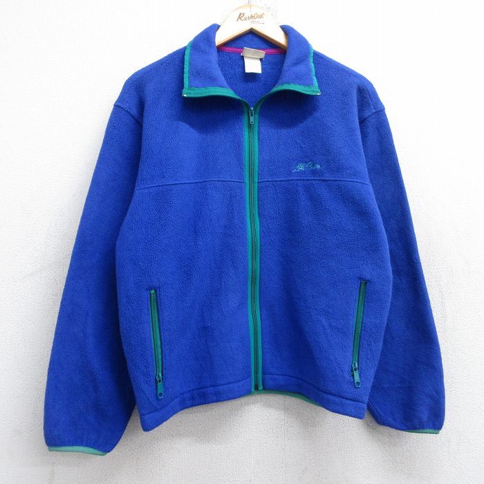 S★古着 エルエルビーン LLBEAN 長袖 フリース ジャケット メンズ 80年代 80s ワンポイントロゴ 青 ブルー 【spe】 25sep27 中古 アウター