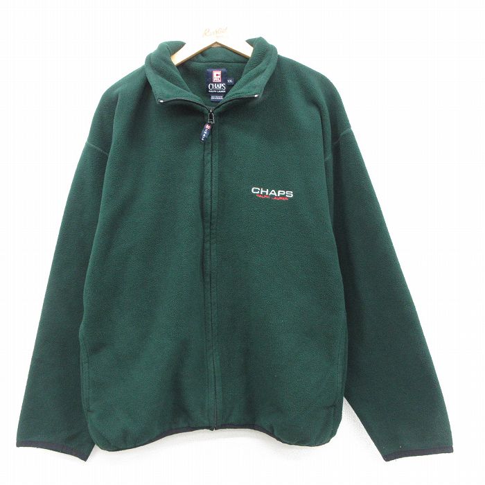 L★古着 ラルフローレン Ralph Lauren チャップス 長袖 ブランド フリース ジャケット メンズ 90年代 90s ワンポイントロゴ 濃緑他 グリーン 25sep29 中古 アウター