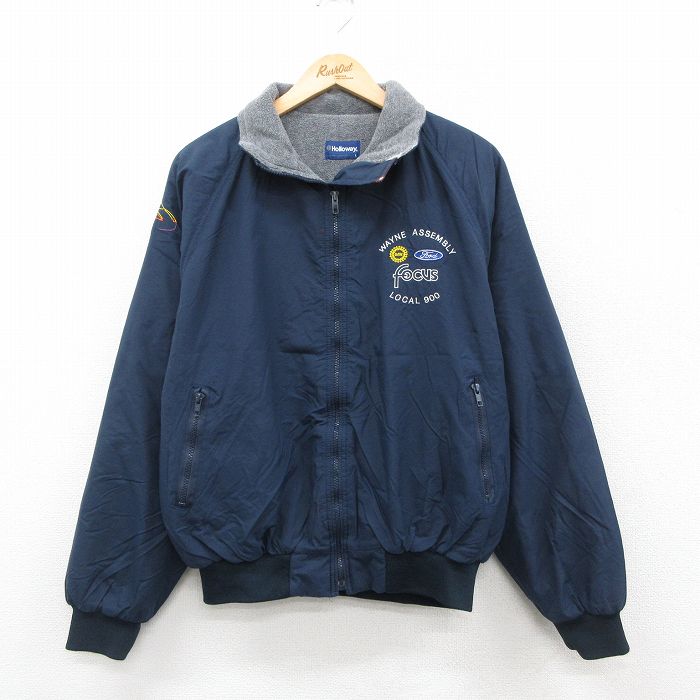 L★古着 ホロウェイ 長袖 ナイロン ジャケット メンズ 90年代 90s focus フォード Ford ラグラン USA製 紺 ネイビー 内側フリース 25sep29 中古 アウター