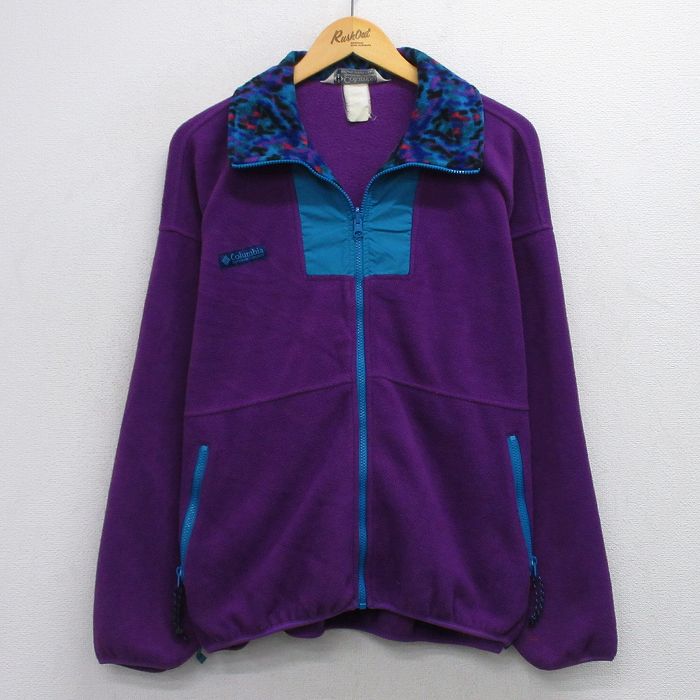XL★古着 コロンビア COLUMBIA 長袖 フリース ジャケット メンズ 90年代 90s ワンポイントロゴ 紫他 パープル 25sep29 中古 アウター