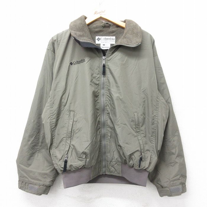L★古着 コロンビア COLUMBIA 長袖 ナイロン ジャケット メンズ 00年代 00s ワンポイントロゴ 緑系他 グリーン 内側フリース 25sep30 中古 アウター