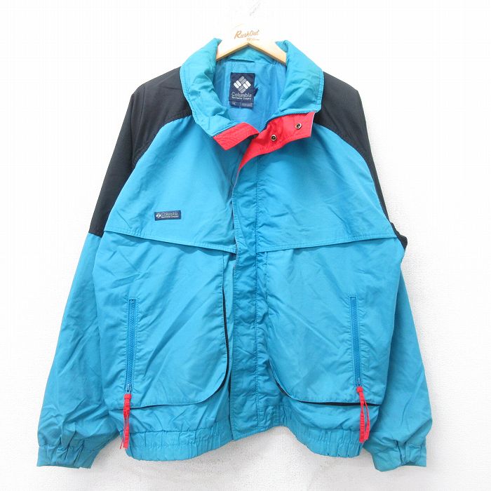 XL★古着 コロンビア COLUMBIA 長袖 ナイロン ジャケット メンズ 90年代 90s ワンポイントロゴ Powder Keg 薄紺他 ネイビー 25sep30 中古 アウター