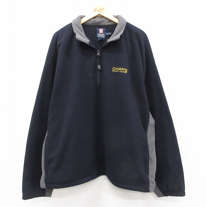 【50%OFF】ラルフローレン ハーフジップフリースジャケット ワンポイントロゴ ネイビー XL | 古着
