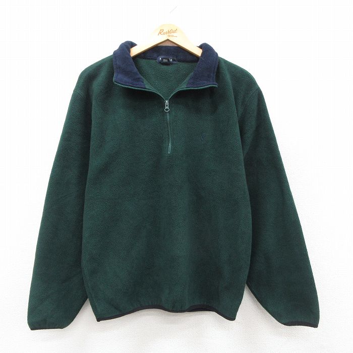 M★古着 ノーティカ NAUTICA 長袖 ブランド ハーフジップ フリース ジャケット メンズ 90年代 90s ワンポイントロゴ USA製 緑 グリーン 25sep30 中古 アウター