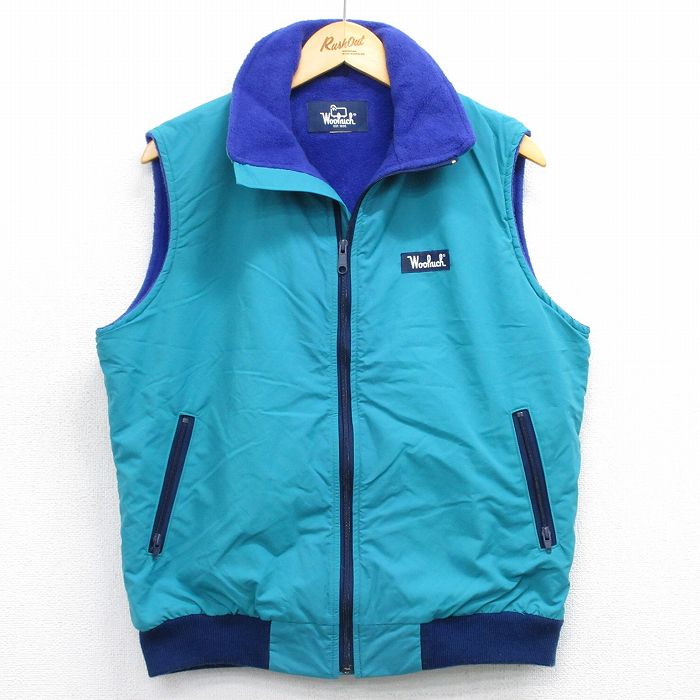 M★古着 ウールリッチ WOOLRICH ベスト メンズ 90年代 90s 水色 内側フリース 25oct01 中古 アウター