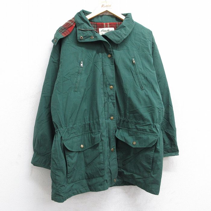 【20%OFF】XL★古着 エディーバウアー 長袖 マウンテン ジャケット パーカー メンズ 00年代 00s ロング丈 緑 グリーン 内側ウール 25oct01 中古 アウター