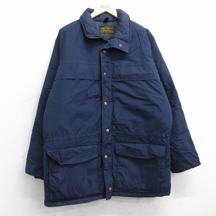 XL★古着 エディーバウアー 長袖 ダウン ジャケット メンズ 90年代 90s ロング丈 紺 ネイビー 25oct01 中古 アウター