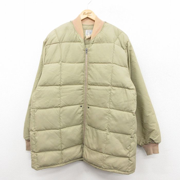 XL★古着 オービス ORVIS 長袖 キルティング ダウン ジャケット メンズ 70年代 70s ロング丈 ベージュ カーキ 【spe】 25oct01 中古 アウター