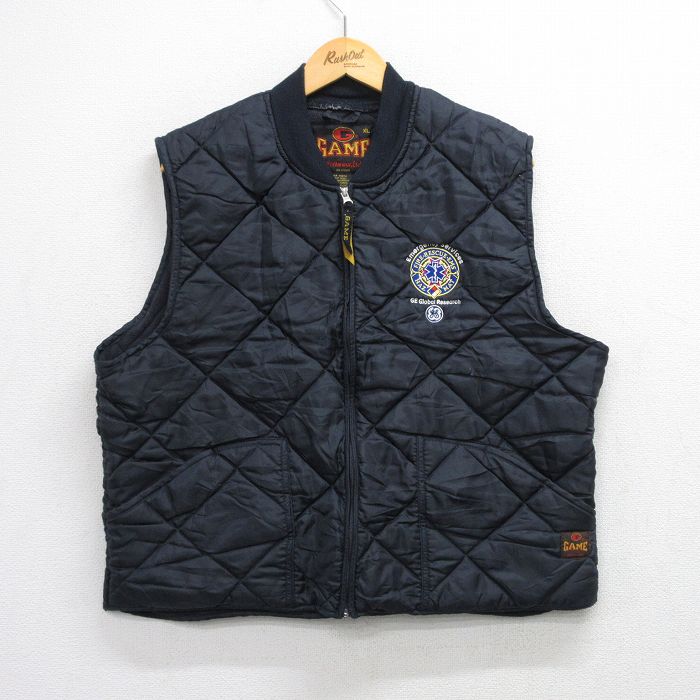 L★古着 キルティング ベスト メンズ General Electric レスキュー 紺 ネイビー 25oct07 中古 アウター